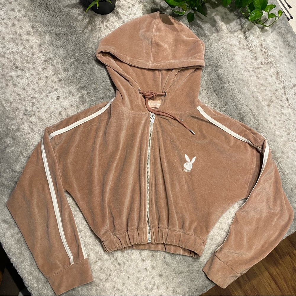 Playboy x missguided cropped zip hoodie